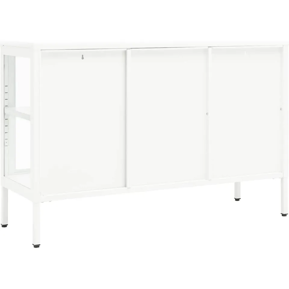 vidaXL Dressoir 105x35x70 cm staal en glas wit, foto 4
