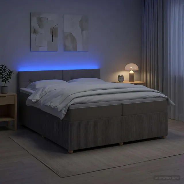 vidaXL Boxspringbed met matras met hoofdeinde Taupe 200 x 200 cm Stof