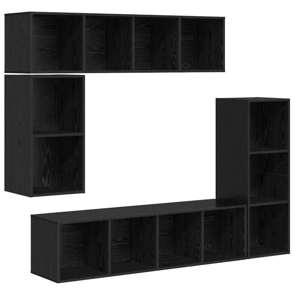 vidaXL Tv-meubelset 4 st 37 x 37 x 142,5 cm Zwart Eiken