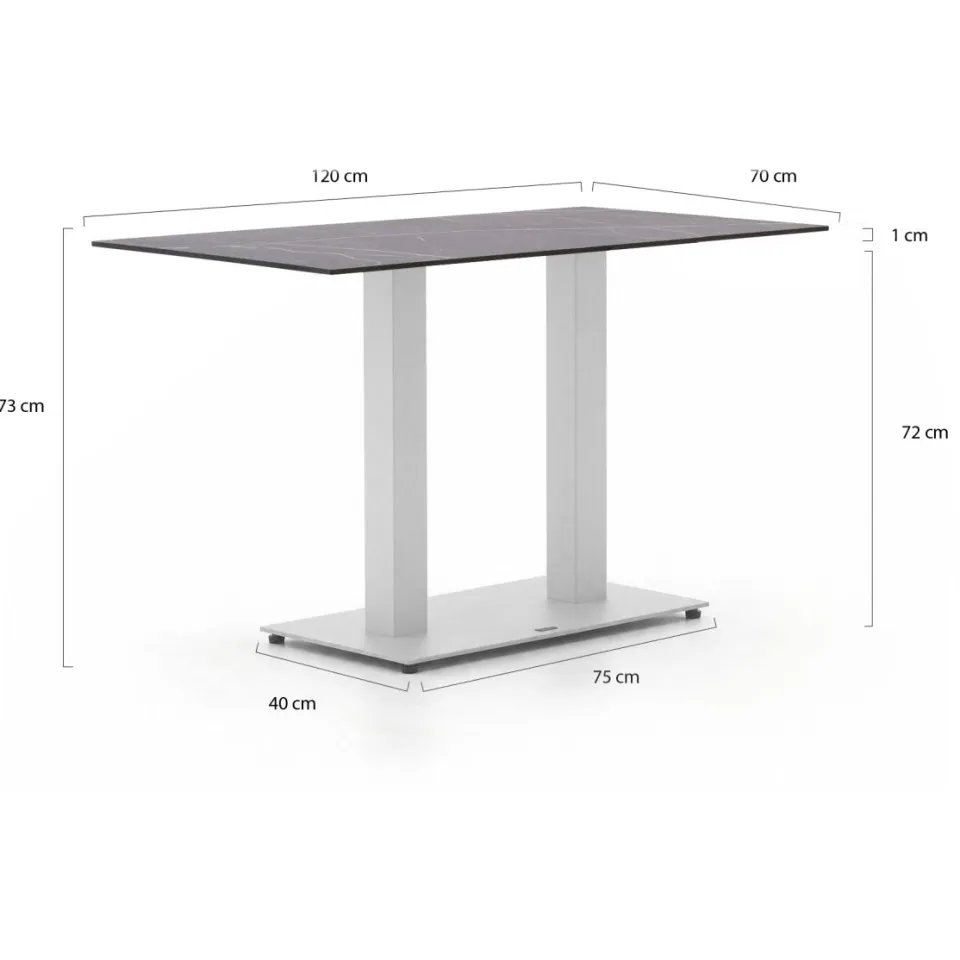 Forza Furniture Forza Orta tuintafel 120x70x73cm wit, foto 3
