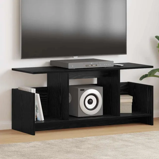 vidaXL TV-standaard 102 x 35 x 45 cm Zwart Eiken Bewerkt hout