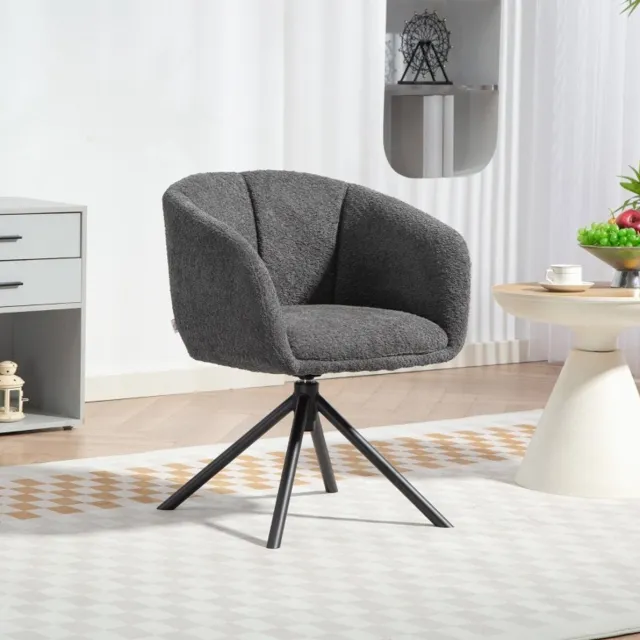 MODENUIT Fauteuil 58,5 x 59 x 78,5 cm - Draaibare Armstoel - Voor Woonkamer En Leeshoek - Stof - Donkergrijs