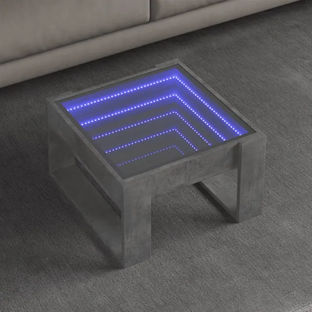 vidaXL Salontafel met Infinity LED 50x53x30 cm betongrijs grijs, foto 2