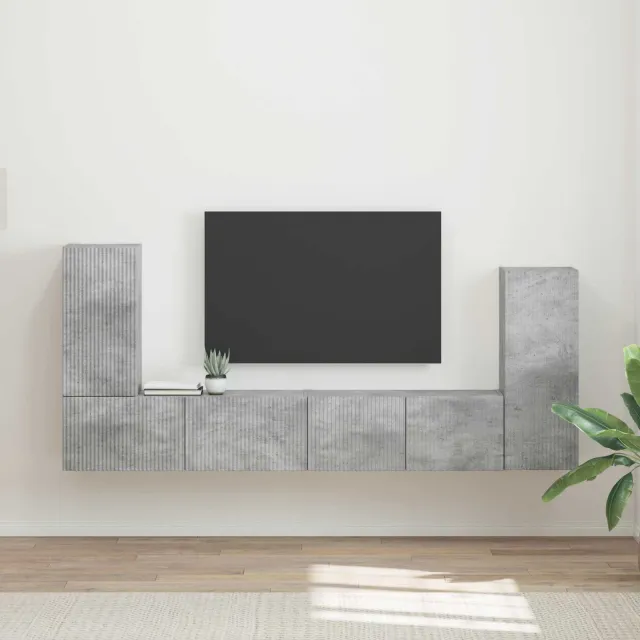 vidaXL Tv-meubelset 4 st Beton Grijs Bewerkt hout