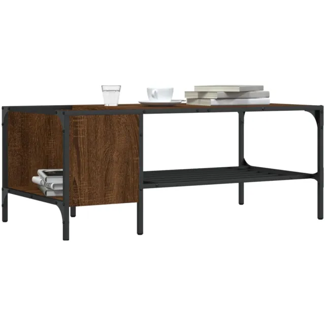 vidaXL Salontafel met rek 100x51x40 cm bewerkt hout bruin eikenkleur