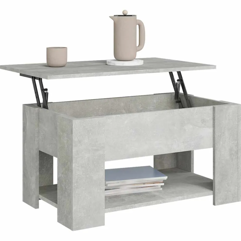 vidaXL Salontafel 79x49x41 cm bewerkt hout betongrijs grijs, foto 3