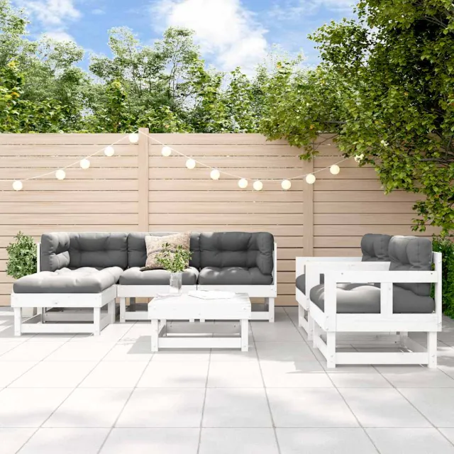 vidaXL 7-delige Loungeset massief grenenhout wit, foto 2