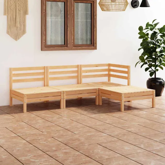 vidaXL 4-delige Loungeset massief grenenhout bruin, foto 2