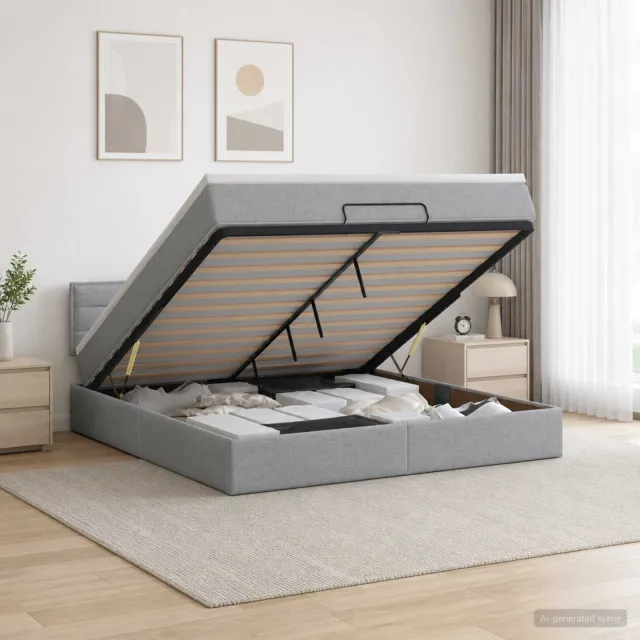 vidaXL Ottoman bed met matras Lichtgrijs 160 x 200 cm Stof