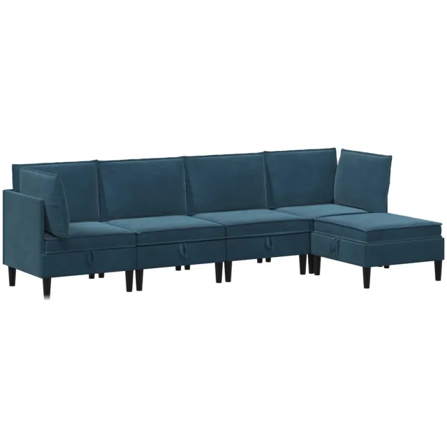 vidaXL Woonkamer - Meubelset - 5 - st - 280 - x - 140 - x - 82 - cm - Blauw - Fluweel