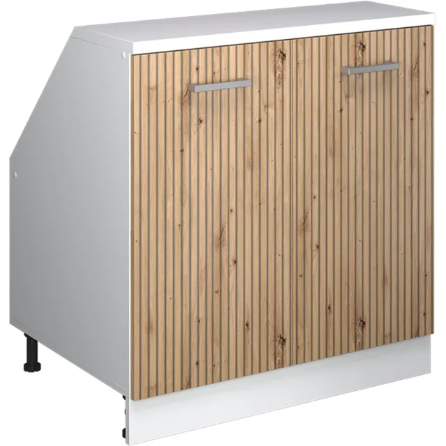 Vicco R-Line Keukenkast voor schuine wand – 80 cm met 2 deuren, kastromp 60 cm diepte Artisanaal eiken Artisanaal eiken/Wit