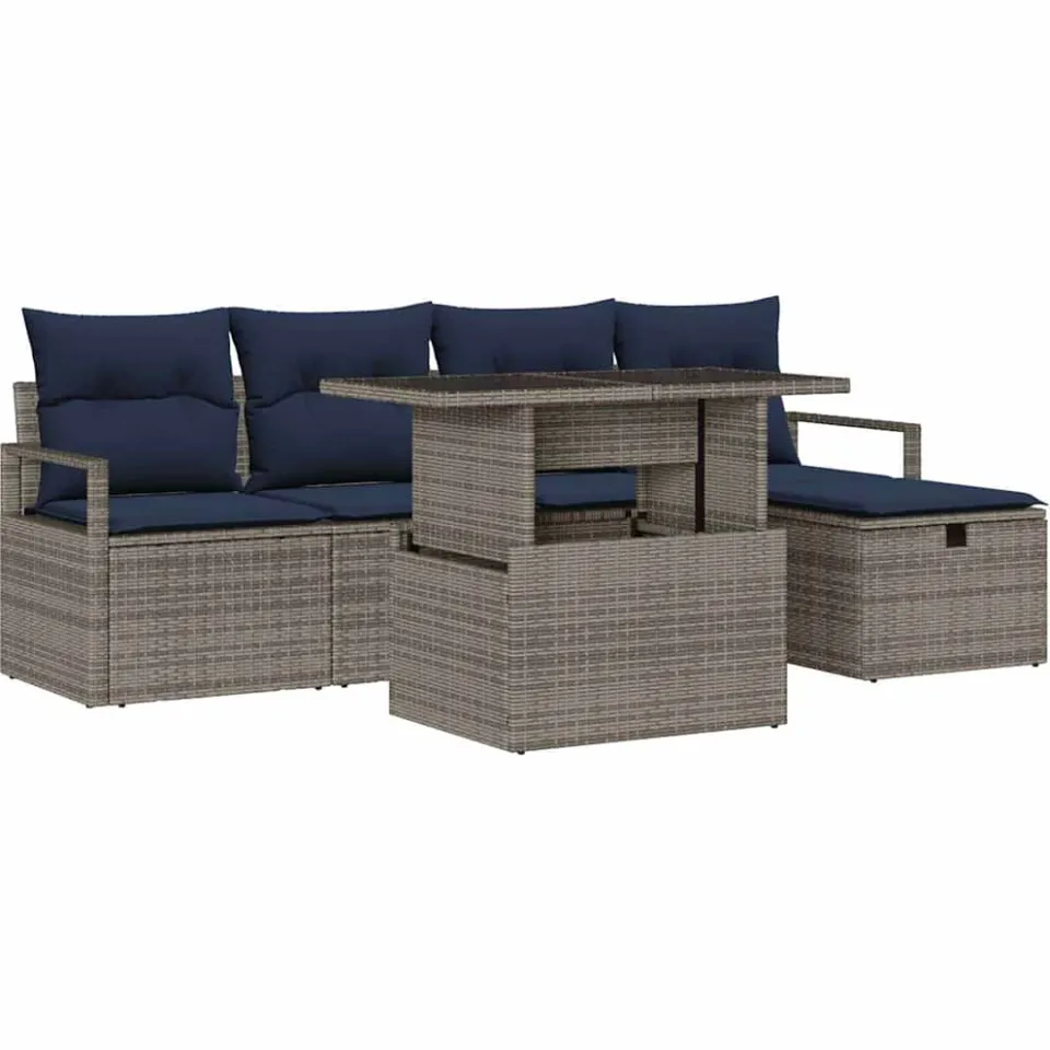 vidaXL Tuin Sofa Set 6 st Grijs poly rattan