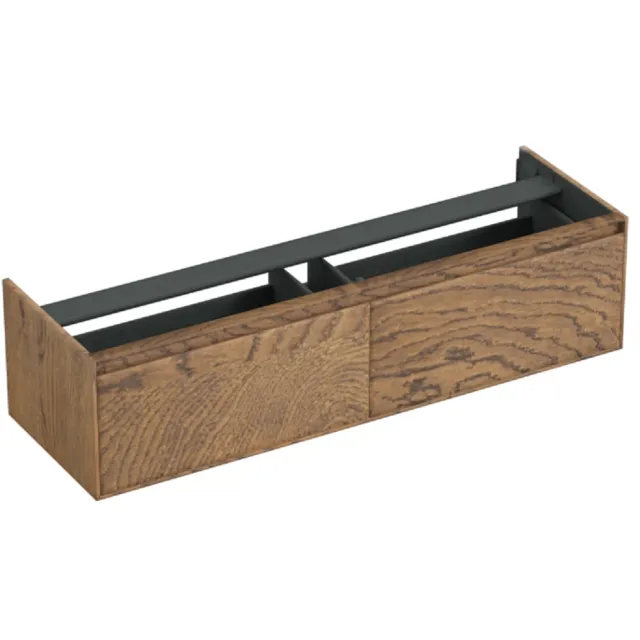 Forzalaqua Onderkast Forzalaqua Reno 160x51x40 Cm 2 Lades Softclose Eiken Castle Brown Bruin
