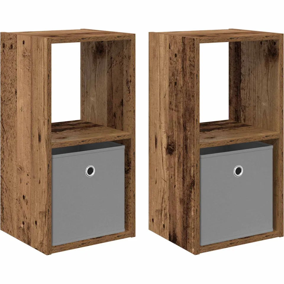 vidaXL Nachtkastje 2 st Oudhout 30,5 x 27 x 59,5 cm Bewerkt hout bruin, foto 3