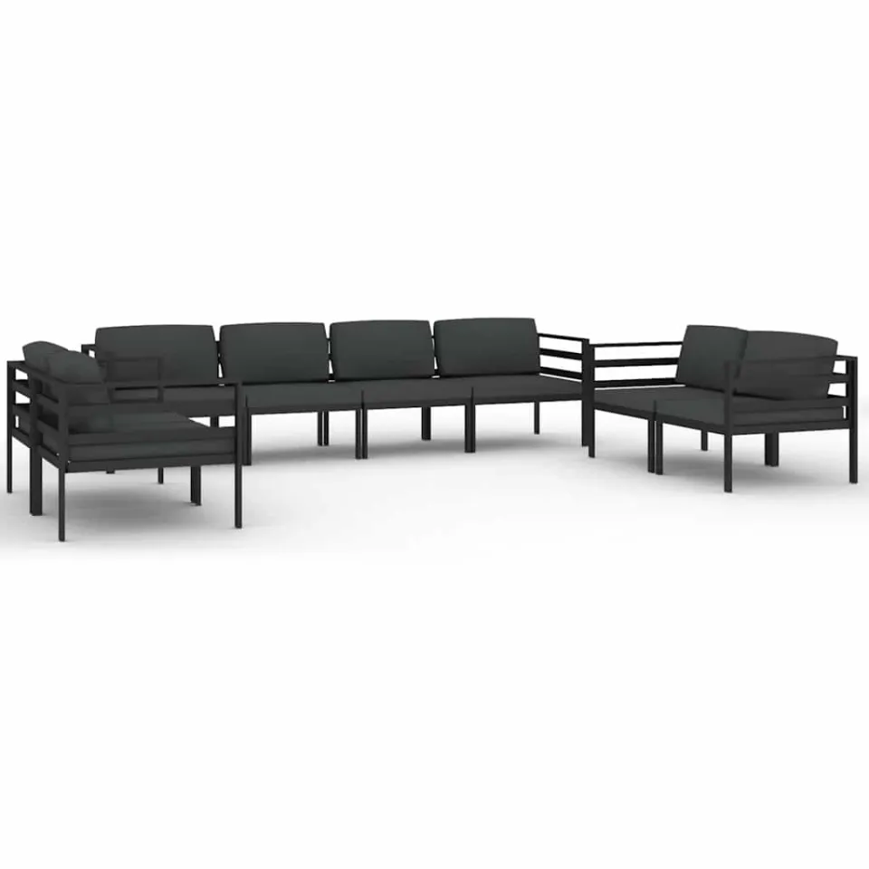 vidaXL 8-delige Loungeset met kussens aluminium antracietkleurig Anthraciet