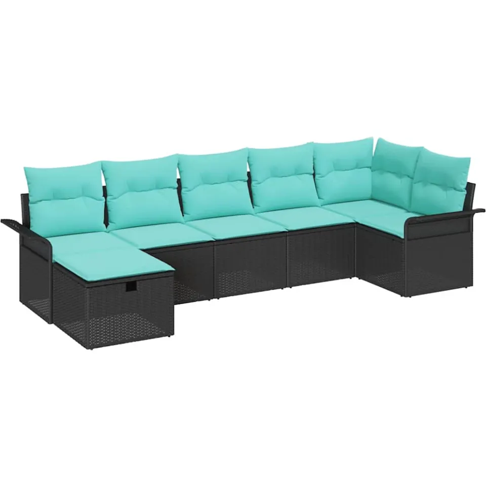 vidaXL Tuin Sofa Set 7 st Poly riet bruin