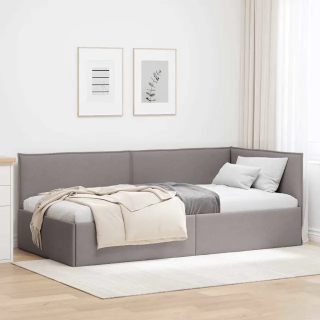 vidaXL Hoekbedframe Taupe 90 x 190 cm Stof