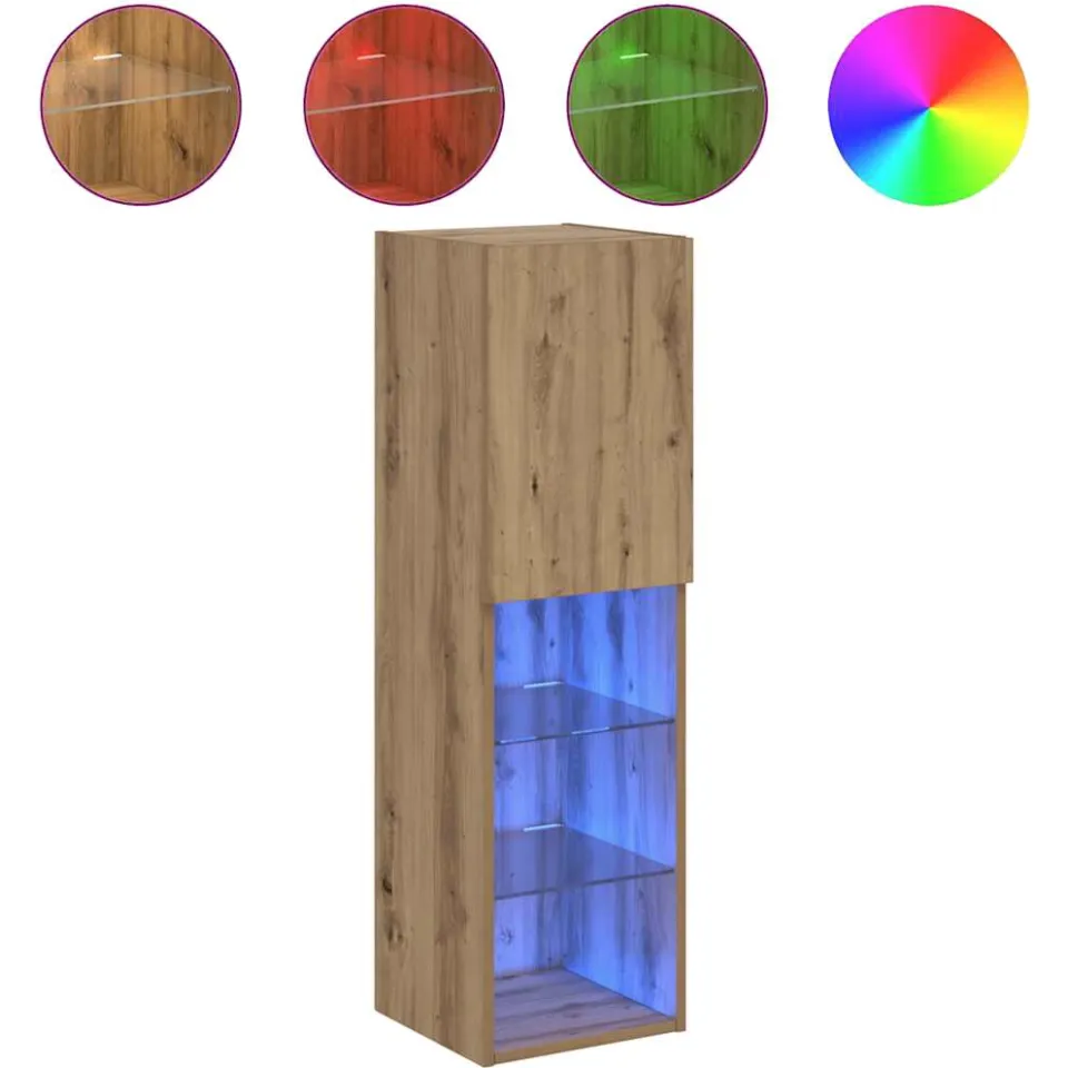 vidaXL Tv-meubel met LED-verlichting 30,5x30x102 cm artisanaal eiken, foto 4