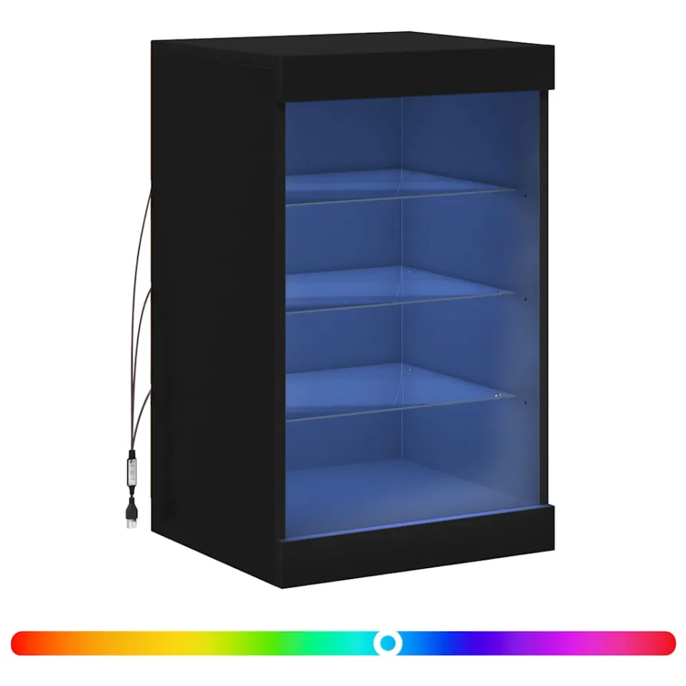 vidaXL Dressoir met LED-verlichting 41x37x67 cm zwart, foto 4