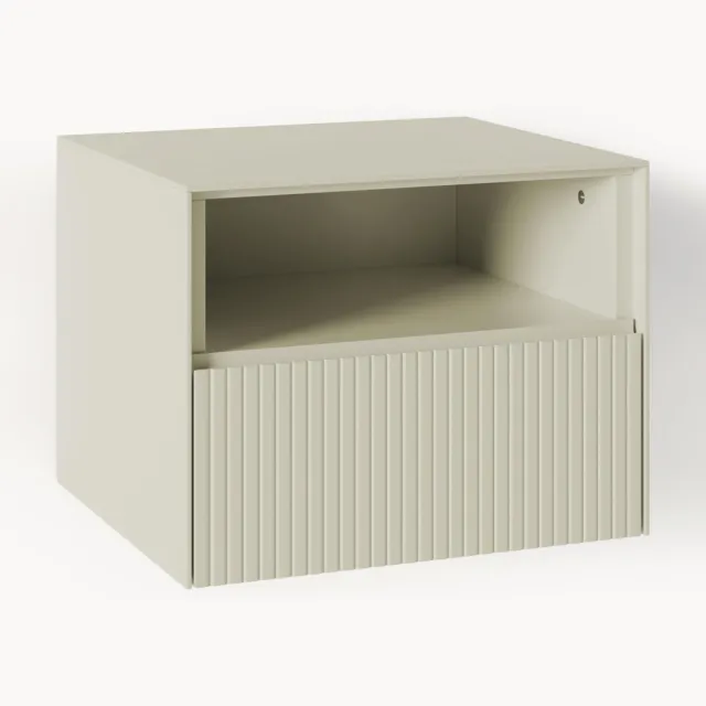 Westwing Collection Nachtkastje Shea met geribde voorzijde Beige