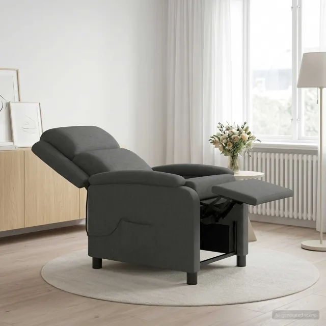 vidaXL Massage Recliner Donkergrijs Stof
