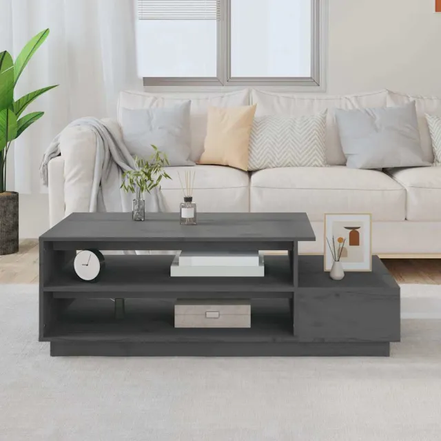 vidaXL Salontafel 120x50x40,5 cm massief grenenhout grijs, foto 2