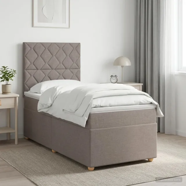 vidaXL Boxspringbed met matras met hoofdeinde Taupe 100 x 200 cm Stof