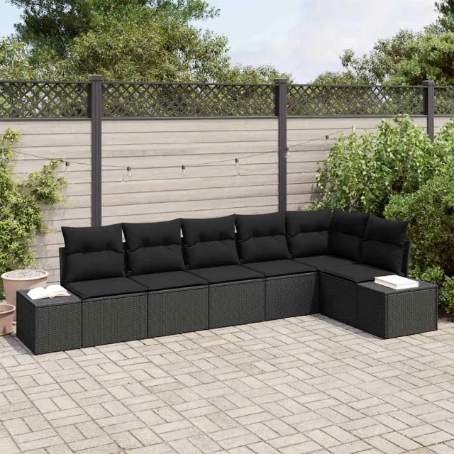 vidaXL Tuinbankenset 6 st Zwart poly rattan, foto 2