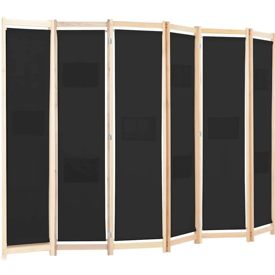 vidaXL Kamerscherm met 6 panelen 240x170x4 cm stof zwart, foto 3