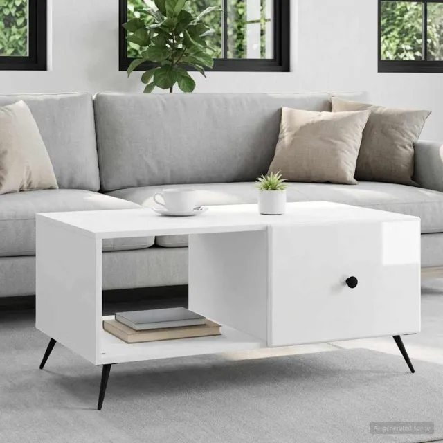 vidaXL Salontafel Hoogglans Wit 90 x 50 x 40 cm Bewerkt hout
