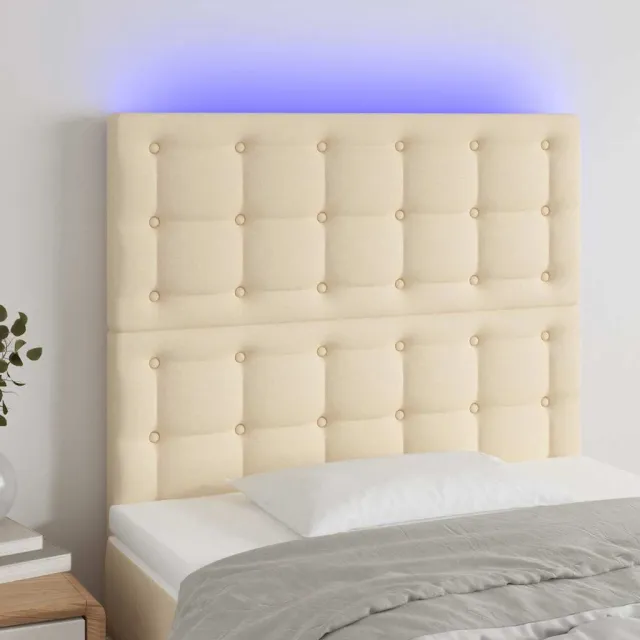 vidaXL Hoofdbord LED 80x5x118/128 cm stof crèmekleurig
