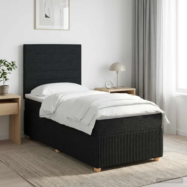 vidaXL Boxspringbed met matras met hoofdeinde Zwart 100 x 200 cm Stof