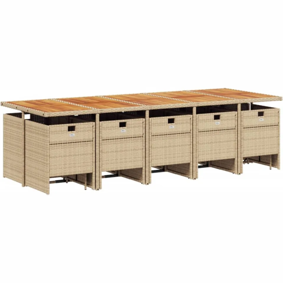 vidaXL 15-delige Tuinset met kussens poly rattan beige, foto 2