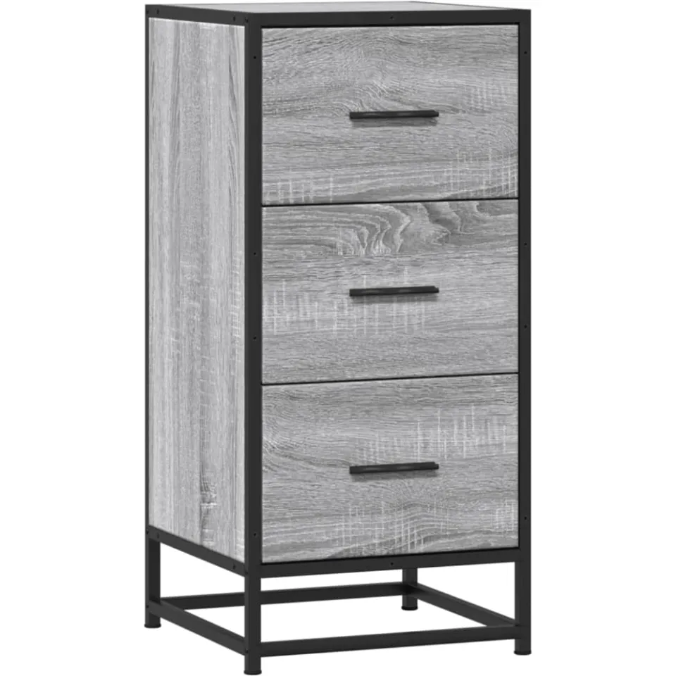 vidaXL Dressoir 35,5x35x76 cm bewerkt hout en metaal grijs sonoma, foto 3