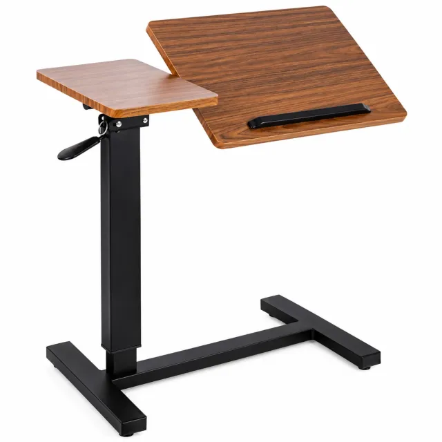 DPLUNIQ Bedtafel - Bureau - Laptoptafel - Bijzettafel - Verstelbaar - Incl. Wielen - Kantelbaar - 75,5x40,8x73,5-97cm - Bruin Zwart