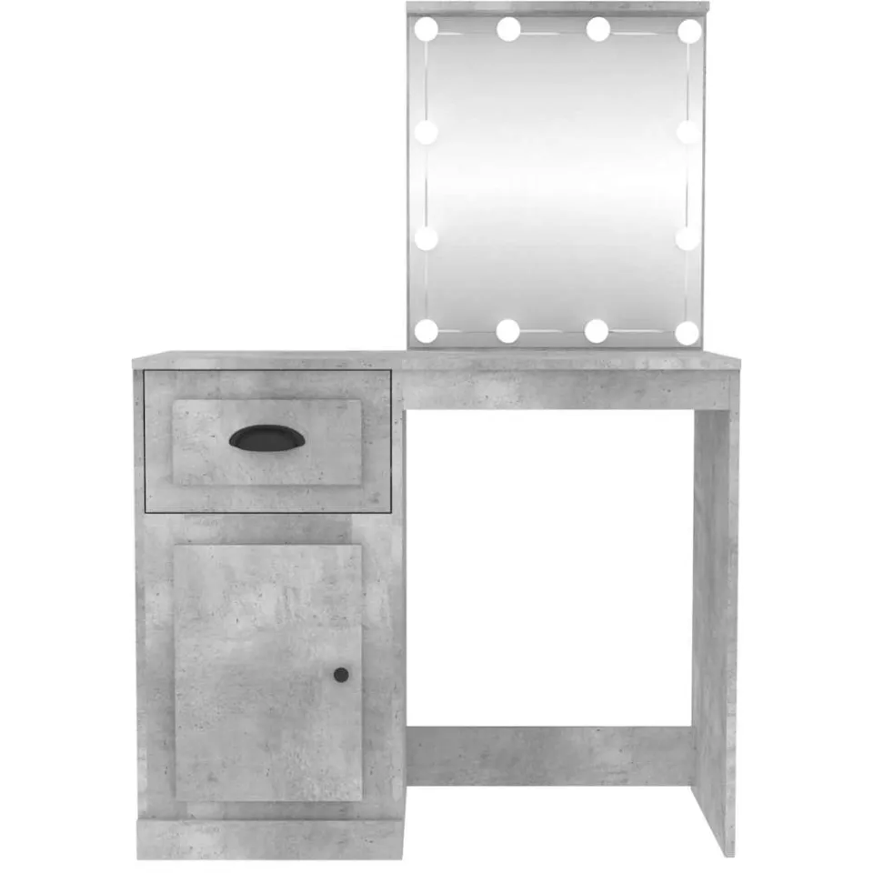 vidaXL Kaptafel met LED 90x50x132,5 cm bewerkt hout betongrijs grijs, foto 4