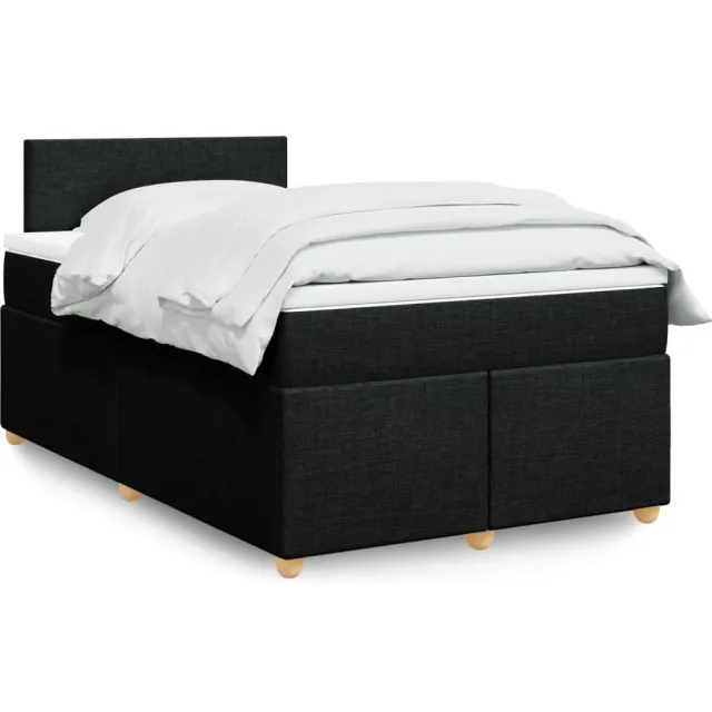 vidaXL Boxspring met matras stof zwart 120x200 cm
