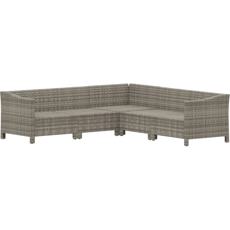 vidaXL 5-delige Loungeset met kussens poly rattan grijs, foto 3