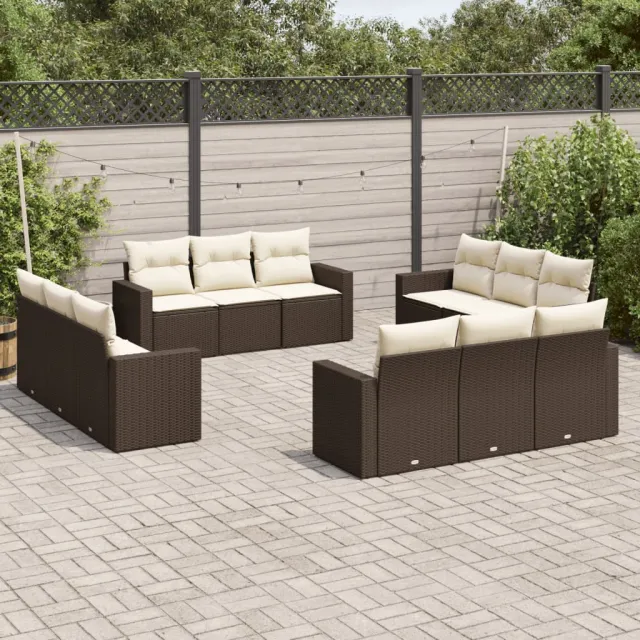 vidaXL 12-delige Loungeset met kussens poly rattan bruin, foto 2