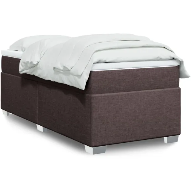 vidaXL Boxspring met matras stof donkerbruin 100x200 cm bruin