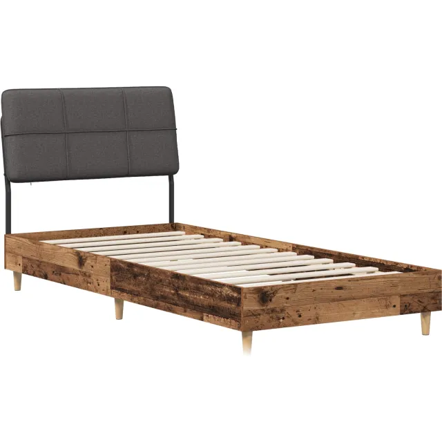 vidaXL Eenpersoonsbed met hoofdbord Oud hout en donkergrijs