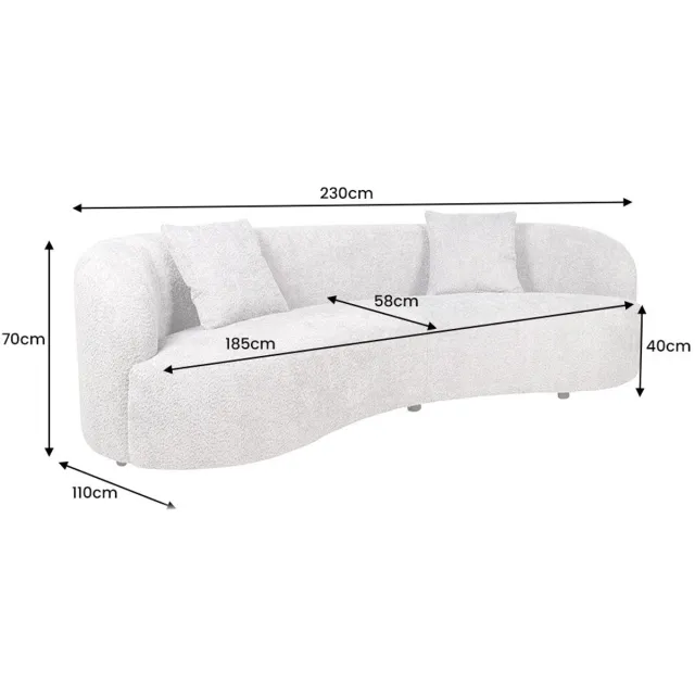 Invicta Interior Moderne bank ATELIER 230cm beige bouclé 3-zits bank incl. kussens - 46546