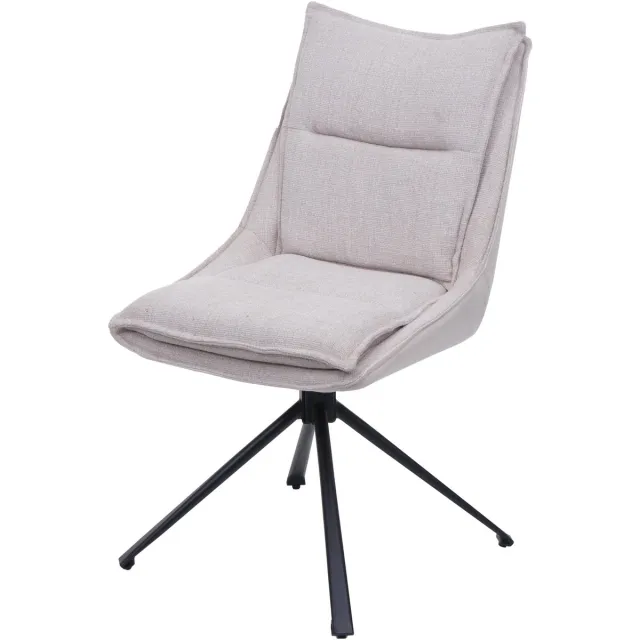 MCW Eetkamerstoel MCW-N71, keukenstoel, draaibaar met Auto-Return, stof/textiel (420 g/m²) ~ crèmebeige
