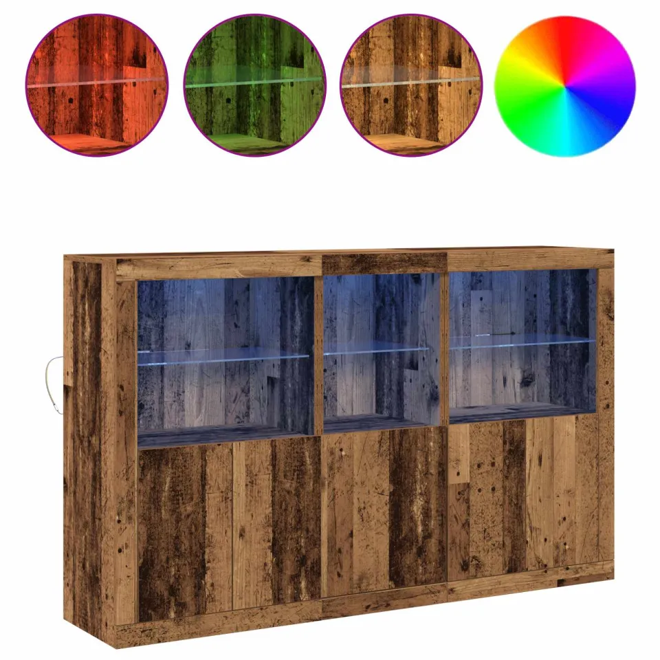 vidaXL LED Sideboard Oudhout 162 x 37 x 100 cm Bewerkt hout bruin, foto 3