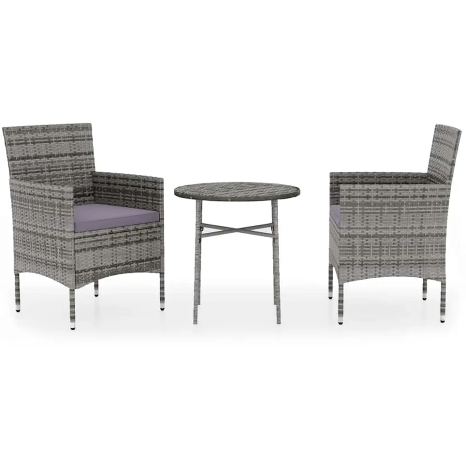 vidaXL 3-delige Tuinset poly rattan grijs, foto 3