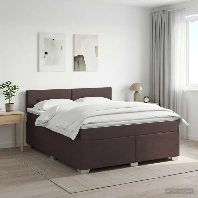 vidaXL Boxspringbed met matras Donkerbruin 140 x 200 cm Stof