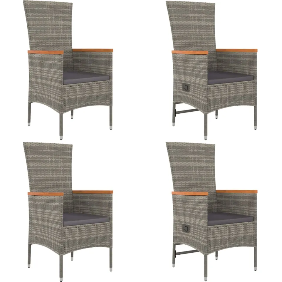 vidaXL 5-delige Tuinset met kussens poly rattan grijs, foto 3