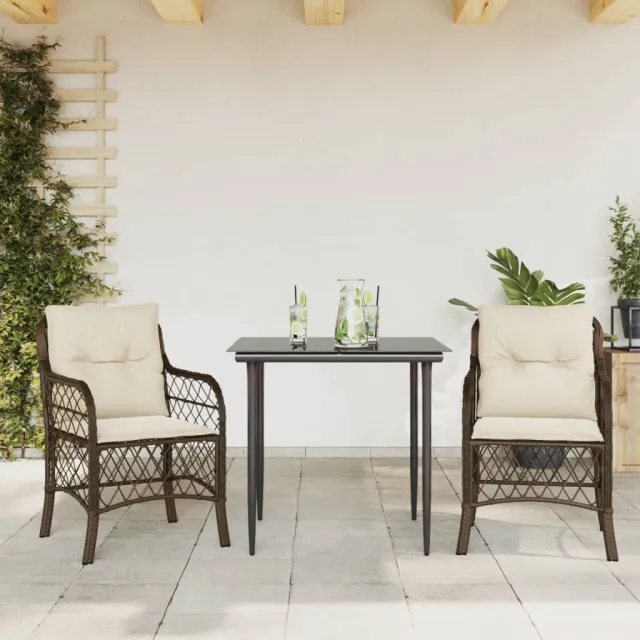 vidaXL 3-delige Bistroset met kussens poly rattan bruin, foto 2