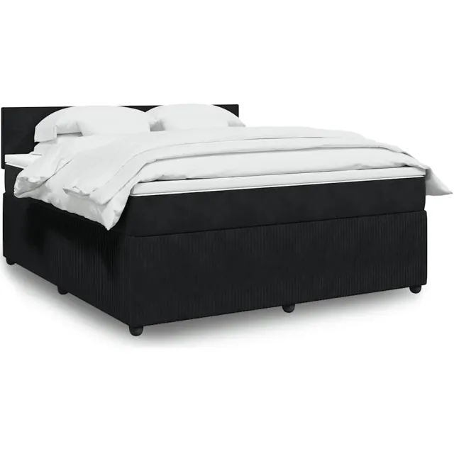 vidaXL Boxspring met matras fluweel zwart 180x200 cm