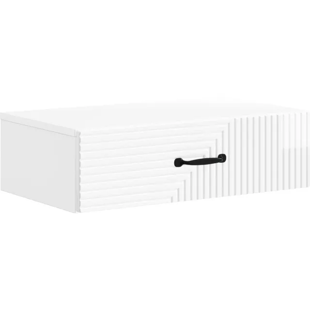vidaXL Wandgemonteerde - Zijtafel - 59 - x - 34,5 - x - 17 - cm - Bewerkt - hout Hoogglans wit